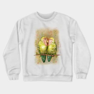 Cute lovebirds parrots. Crewneck Sweatshirt